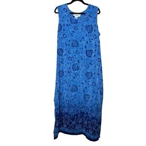 Two Twenty Blair Floral Lace Print Maxi Dress Sleeveless Summer Blue Size Large